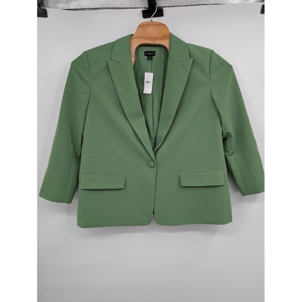 Ann Taylor Factory NWT Women's Sage Green One-Button 3/4 Sleeve Blazer Jacket XL